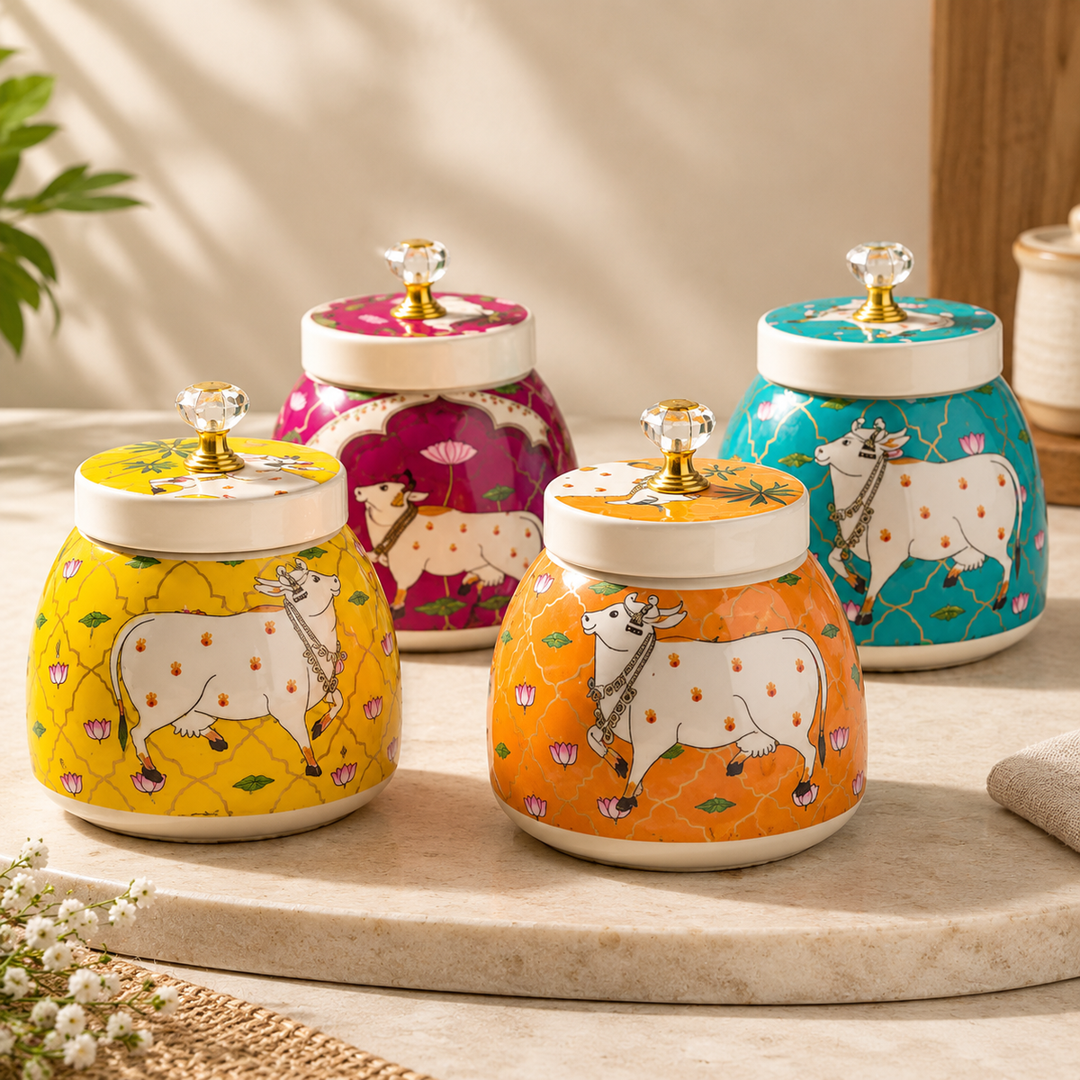 Golden Pasture Jar ! Handcrafted By Stonex Handicrafts