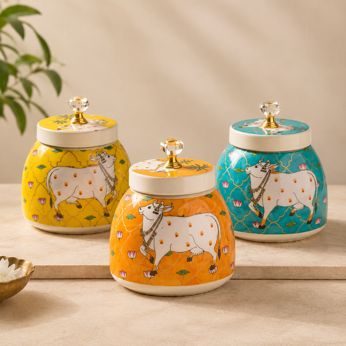 Golden Pasture Jar ! Handcrafted By Stonex Handicrafts